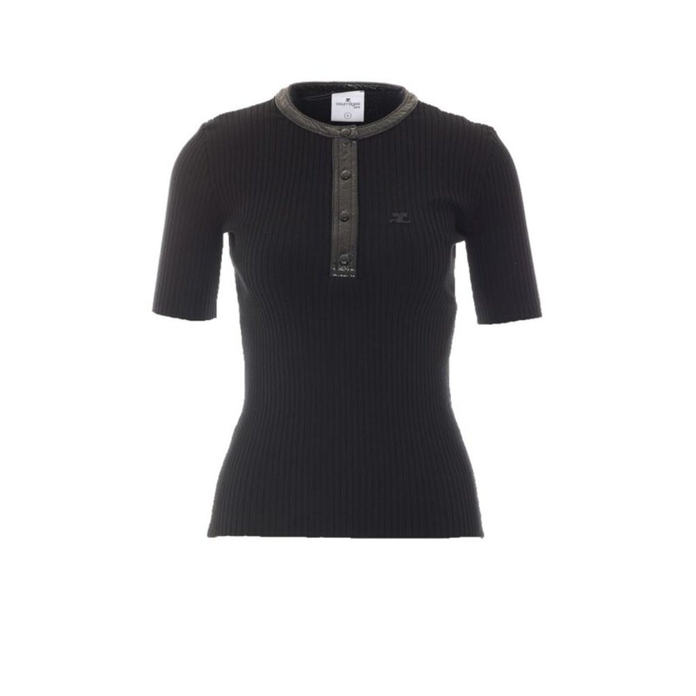 Courreges Women Vinyl And Knit T-Shirt